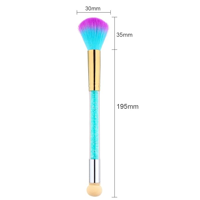 SILPECWEE 1pc Nail Sponge Pen and Nail Dust Brush, Ombre Nail Brush Double Ended Nail Design Brush French Manicure Brush Acrylic Nail Brushes for Cleaning Nail Art Tools (Blue)