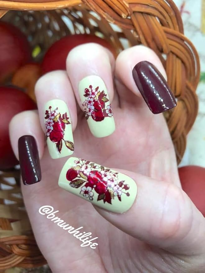 Maniology Harvest Blooms Nail Stamping Plate | Fall-Themed Designs & DIY Manicures – Reusable, Rectangular Stainless Steel Nail Art Template