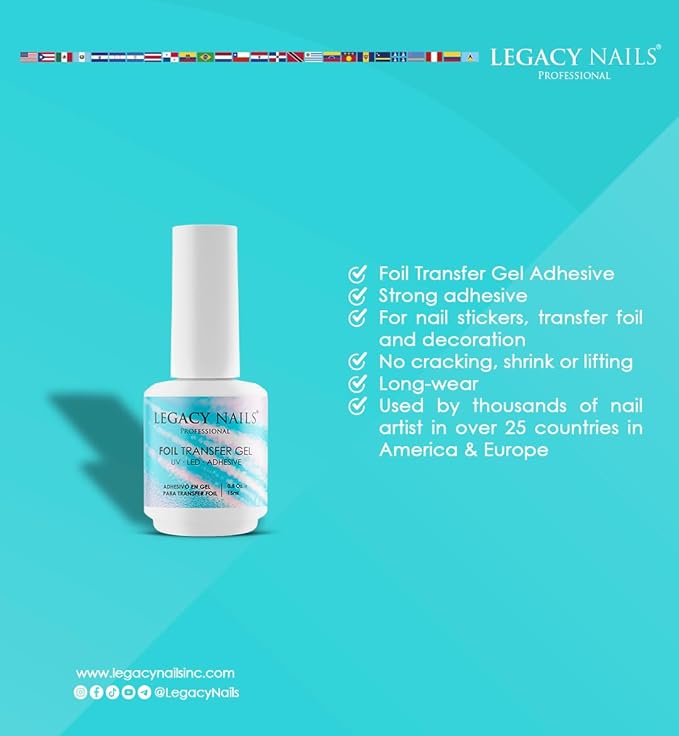 Legacy Nails Professional Gel Glue Crystals & Dusty Shimmer 0.5oz - Adhesive Gel for Crystals, Rhinestones & Nail Art Gems, Quick-Drying, Long-Lasting, Soak-Off, Easy to Use UV LED
