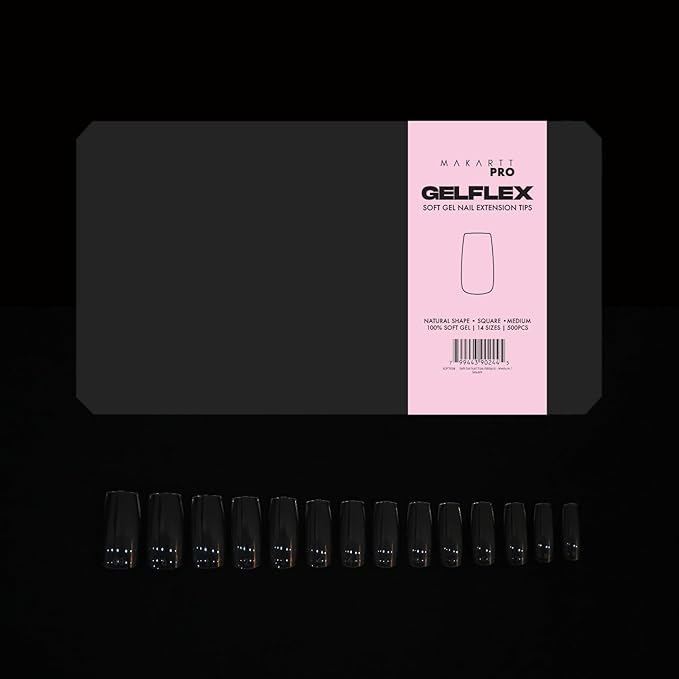 MakarttPro GelFlex Professional Soft Gel Tips (500pcs) for Technicians, Artists and Enthusiasts – Clear Medium Square Shape, Lightweight and Durable Design