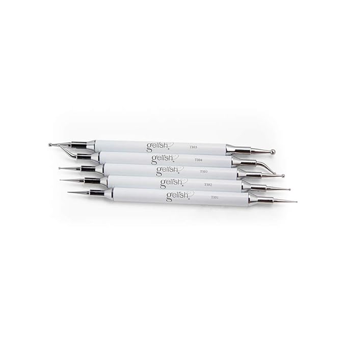 Gelish Marbling Tools – Nail Supplies, Double-Ended Tools for Marbling, Swirls, Zigzags, and Etching Designs, Perfect for Nail Art, Reflections & Colored Acrylics (5pcs)