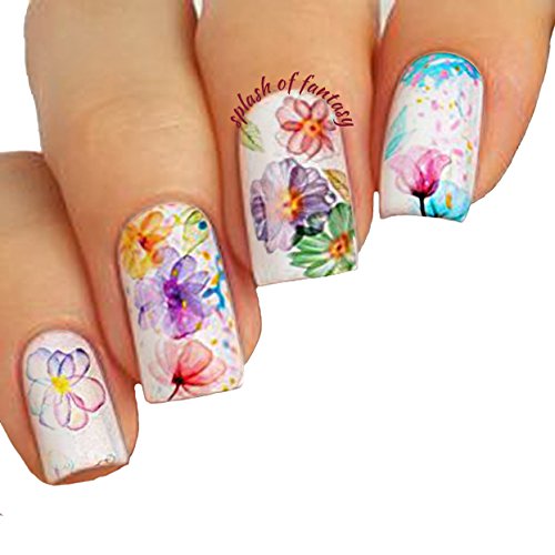 Nail Art 3D Stickers ♥ Colorful Flower Collection of 10 Decals /EE-I/