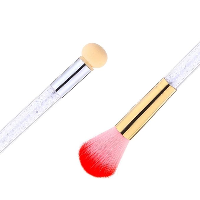 SILPECWEE 1Pc Double Head Acrylic Nail Art Brush Nail Gradient Shading Pen Nail Dust Remover Powder Cleaner Brushes Manicure Design Tool