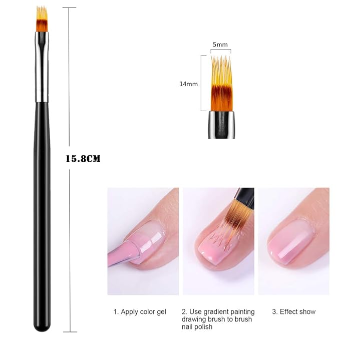 SILPECWEE 3pcs Ombre Nail Brush Set - Nail Art Brushes with 4 Replaceable Sponge Heads - Nylon & Acrylic Handle - Gradient, Sponge & Ombre Nail Design Tools
