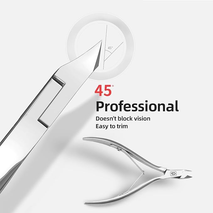 Cuticle Trimmer 3/4 Jaw Extremely Sharp Cuticle Nippers Scissors Stainless Steel Clippers Cutter Remover Pedicure Manicure Nail Tool, cuticle pusher (Cuticle Nippers+Cuticle Pushers/Silver-S)