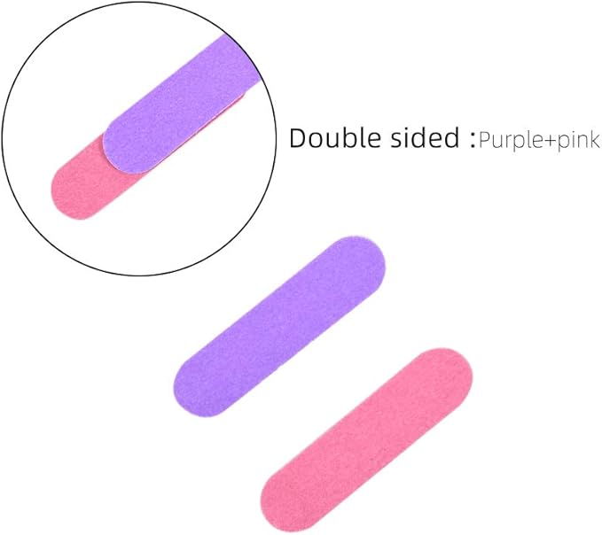 Mini Nail File Bulk 300Pcs (180/240 Grit), Disposable Nail Files Double Sided Emery Boards Home or Professional Manicure Tools(Purple and Pink)