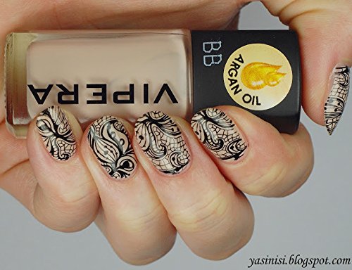PUEEN 2015 Nail Art Stamping Plate Celebration Collection - LACE BLOSSOM - NEW INVENTION Super Size All You Can Stamp Full Size Stamping Image Plates Manicure DIY (Infinite Images)-BH000475