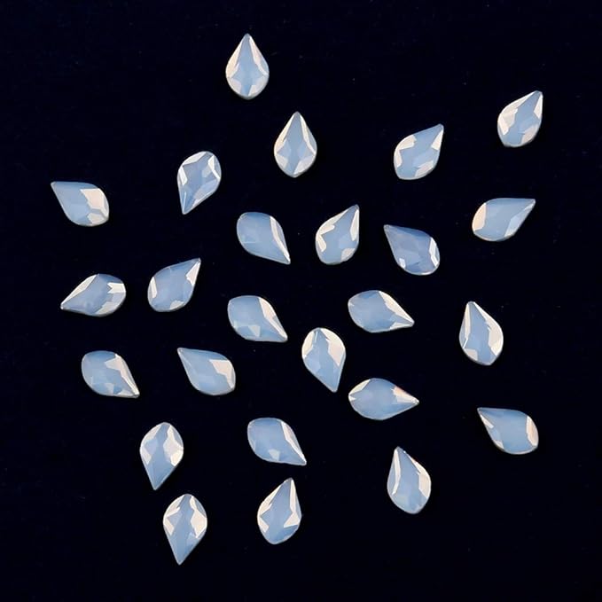 50pcs White Opal Nail Crystals 2 Size Flame Shape Rhinestones Design 480pcs Round Flatback Stones ss3 to ss20 Mix for Nail Art Decoration