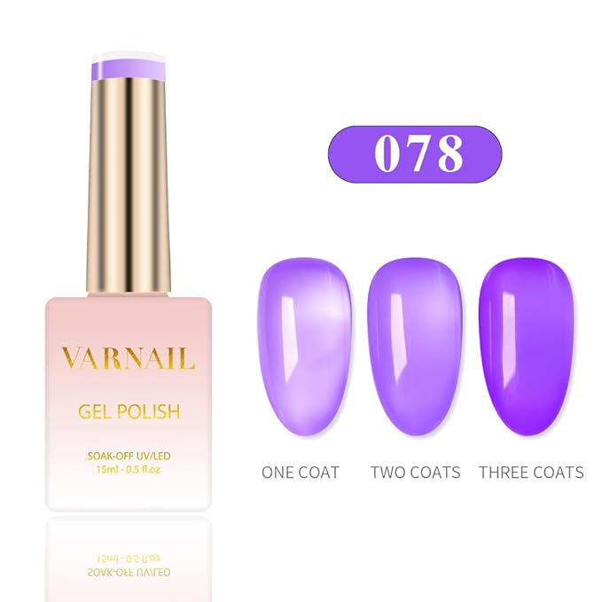 VARNAIL Jelly Land Jelly Gel Nail Polish Kit 6 Colors 15 ml, Translucent Colorful Sheer Gel Polish, Salon Quality Soak off UV Light Gel Nail Polish Set