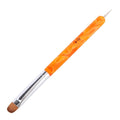French Manicure Brush - Two Way Nail Art Brush with Dotting Tool for Cuticle Clean Up & Design - Professional Salon Quality, Dotting Pen (16#, Orange)