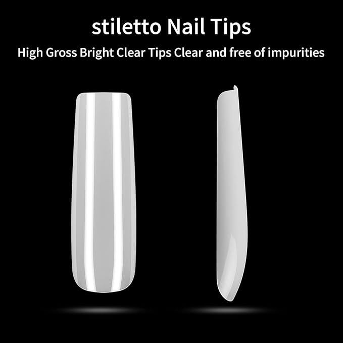 240 Pcs Natural Full Cover Nail Tips, Nail Tips for Acrylic Nails Professional, Coffin Nail Fake Nails, False Ballerina French Acrylic Nail Extension for Salon Manicure Home DIY