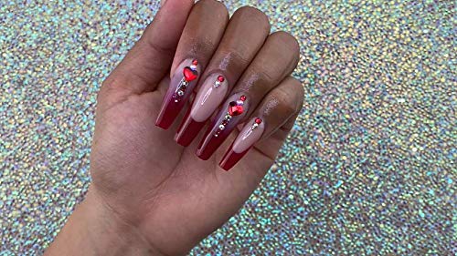 1000pcs Red Nail Rhinestones +1pc Dotting Pen 20 Shapes Flat Crystal Irregular Diamonds 3D Manicure Nail Art Decoration Charms Jewelry Gems Stones Beads For Nail Art Phone Shoes Decorations