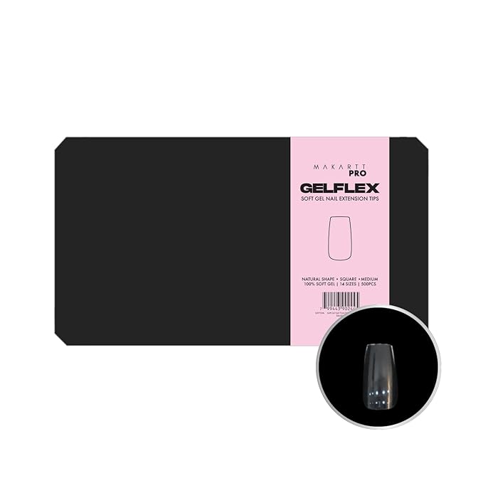 MakarttPro GelFlex Professional Soft Gel Tips (500pcs) for Technicians, Artists and Enthusiasts – Clear Medium Square Shape, Lightweight and Durable Design