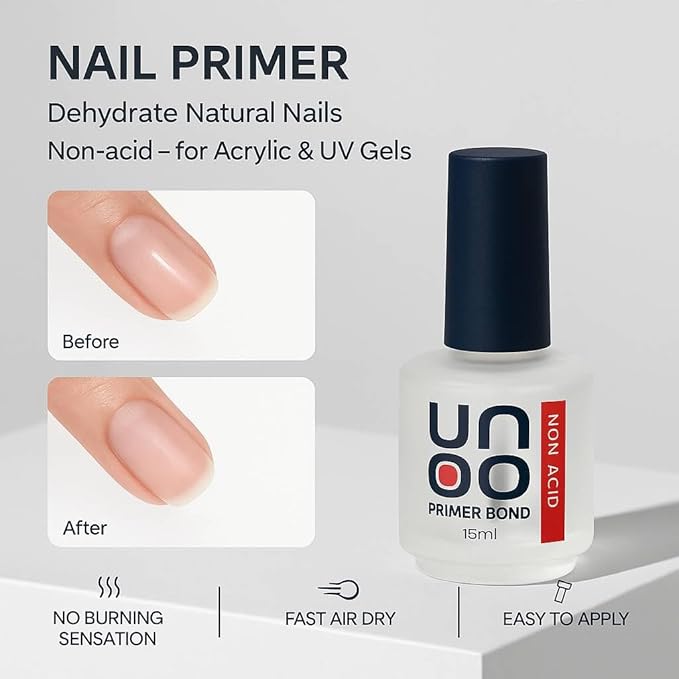 3-in-1 Nail Primer, Strong Base Coat & Diamond Top Coat Set – Non-Acid Bond, Long-Lasting Adhesion, Chip-Resistant Shine, LED/UV Curing, Soak-Off Formula, Nail Prep & Protection System – 15ml Each