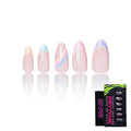 PSYTONE Colorful French Tip Press on Nails Short Square Cute Rainbow Fake Nails Press ons Glossy Full Cover Glue on Nails Natural Nude False Nails Acrylic Stick on Nails for Women Girls 30 Pcs