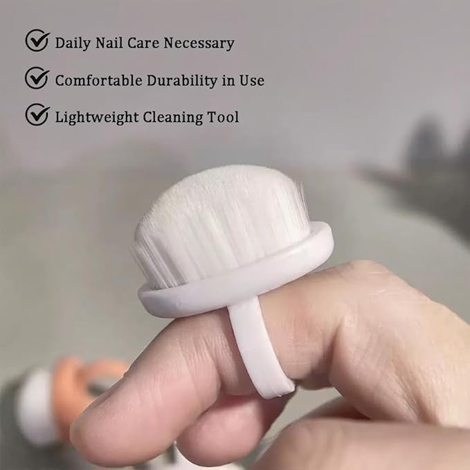 10PCS Nail Dust Brushes Lightweight, Soft Small Dust Brush Nails, Portable Nails Dusting Cleaning Brush Ring for Makeup Nail Art, White