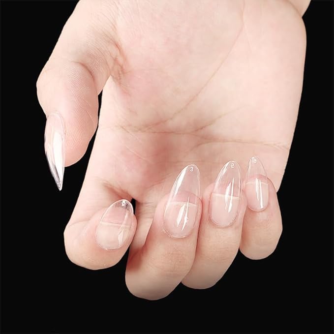 Medium Stiletto Clear Nail Tips 600pcs Full Cover Soft Acrylic Press For Nail Kit Women Home DIY Fake Nails for Nail Extension 12 Size