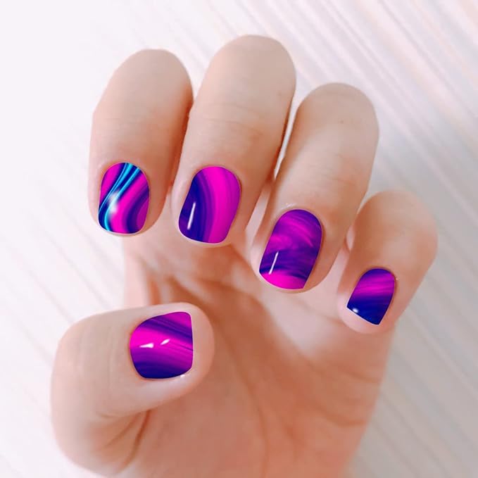 WOKOTO 12 Sheets Blooming Gradient Nail Polish Strips For Women Nail Art Wraps For Nails, Colorful Graffiti Marble Nail Stickers Gel Nail Strips Press On Nail Polish Stickers For Women Girls