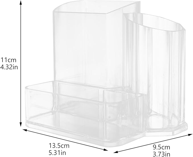 Nail Tool Organizer Box Compact Acrylic Desktop Storage Case with Divided Compartments for Grinding Machine Bits Manicure Brushes Cosmetics Holder