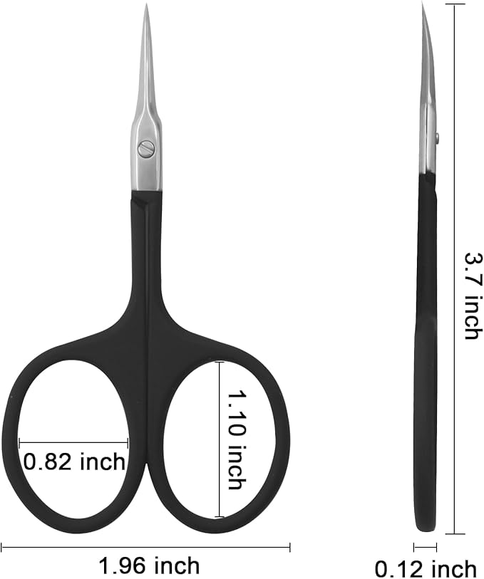 CGBE Manicure Scissors, Extra Fine Eyebrow Scissors for Grooming, Curved Blade Nail Scissors Precise Pointed Tip Grooming Kit for Eyebrow, Eyelash, Trim Nail and Dry Skin, Black