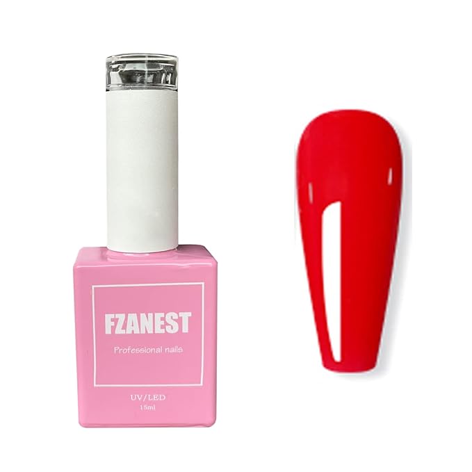 FZANEST Red Gel Nail Polish, 15ml Nail Gel Polish Fall Winter Color Soak Off UV LED Nail Art Starter Manicure Salon DIY at Home, 0.51 OZ #D88