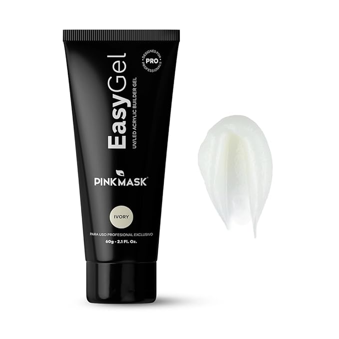 PINK MASK Easy Gel 2oz 60g-Ivory, Professional Builder Enhancement Gel-Quick Nail Extension for Beginner DIY, Nail Strengthener-Long Lasting-Salon Quality-Thickening Solution