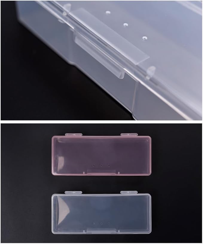 2Pcs Transparent Storage Boxes For Nail Tool Professional Pedicure Manicure Tools Set Plastic Nail Art Tool Box Storage Case Nail Supplies (White)