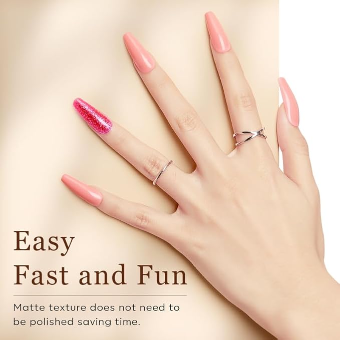 Modelones Long Coffin Nail Tips - 510Pcs Pre-shaped Half Matte Full Cover Fake Nails Gel Tips Acrylic Press on Manicure Extension DIY 15 Sizes
