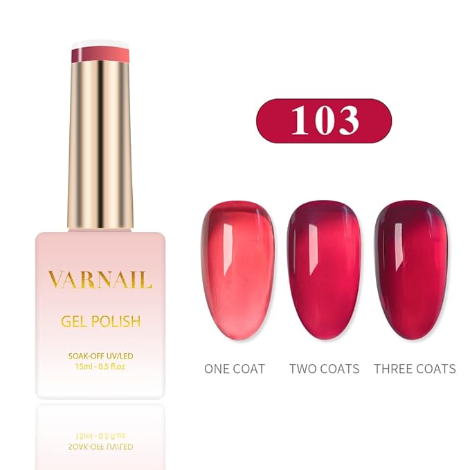 VARNAIL Cyberpunk Jelly Gel Nail Polish Kit 6 Colors 15 ml, Translucent Gel Polish, Salon Quality Soak off UV Light Gel Nail Polish Set