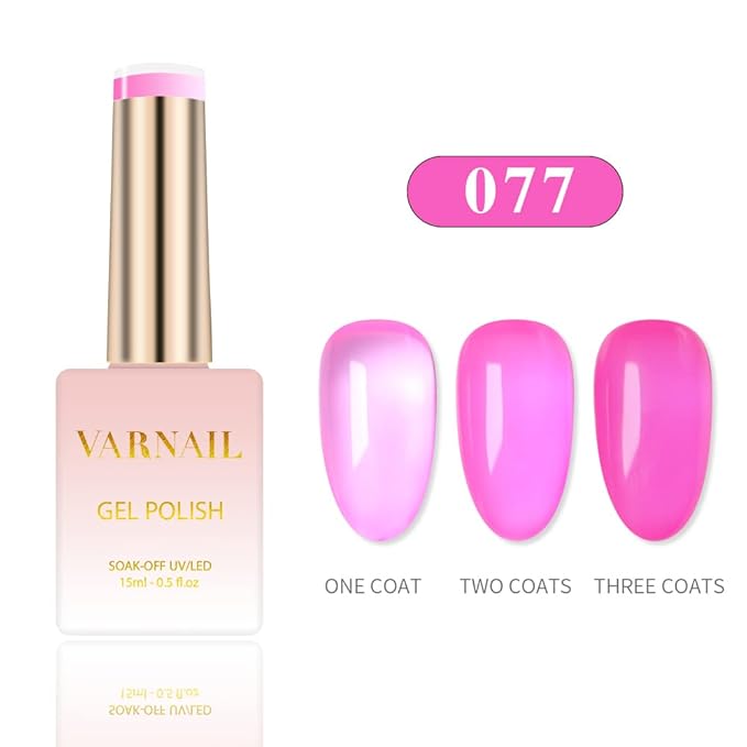 VARNAIL Jelly Land Jelly Gel Nail Polish Kit 6 Colors 15 ml, Translucent Colorful Sheer Gel Polish, Salon Quality Soak off UV Light Gel Nail Polish Set
