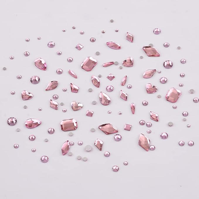 820pcs Pink Flatback Nail Art Shape Rhinestones Mixed Size 1.5-5mm Round Glass Nail Crystals Diamonds Stones Gems for Nail Art Makeup Clothes Shoes Crafts