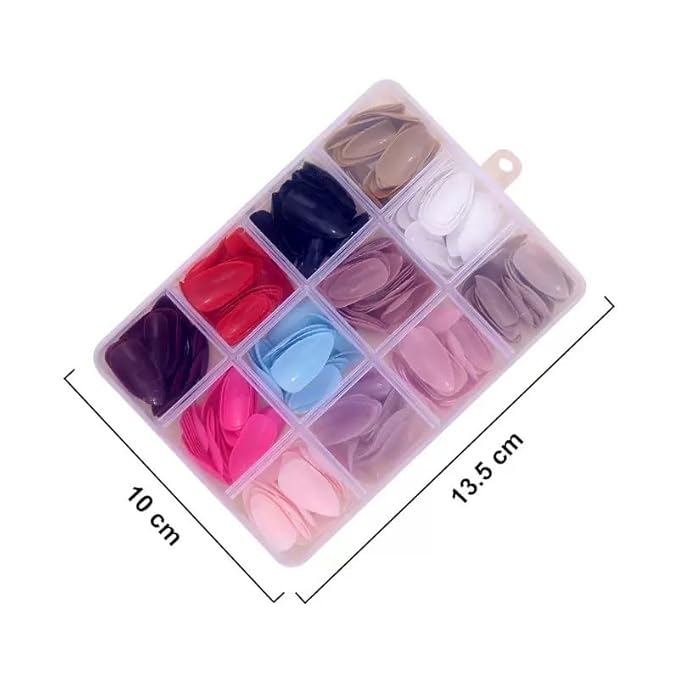 288Pcs Almond Press on Nails Solid Color False Nails Tips Medium Fake Nails Reusable Glossy Acrylic Artificial Nails Full Cover Glue on Nail for Women Manicure Deco 12 Size - 12 Colors