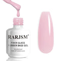 RARJSM Nude Amber Glass Jelly Soft Milky Pink Fiber Glass Rubber Base Gel Nail Polish for Repair Broken Nails Strengthener Base Coat Brush on Building Gel in a Bottle Curing Requires 15ml