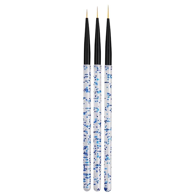 3 Pcs Blue Nail Art Liner Brushes Nail Art Supplies UV Gel Painting Acrylic Nail Art Brushes for Home Salon Valentine's Day/Mother's Day/Wedding/Anniversary/Party/Graduation/Christmas/Birthday Gifts