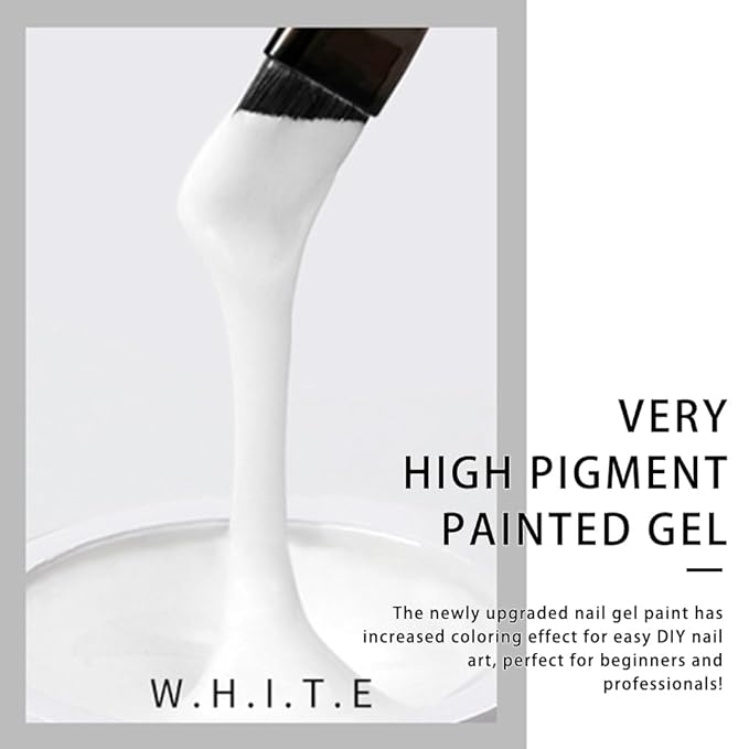 Gel Paint For Nails Art, Paint Nail Gel Polish For French Tip Tool Design For Home Salon DIY Gel Nail Art (White, M)