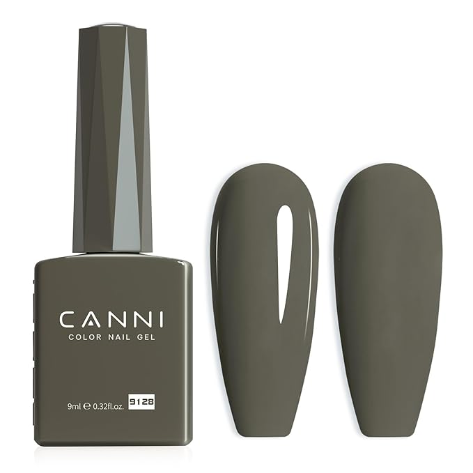 CANNI Grey Gel Nail Polish, 1Pcs Grey Gel Polish Color Nail Polish High Gloss Soak Off U V Nail Manicure Salon DIY