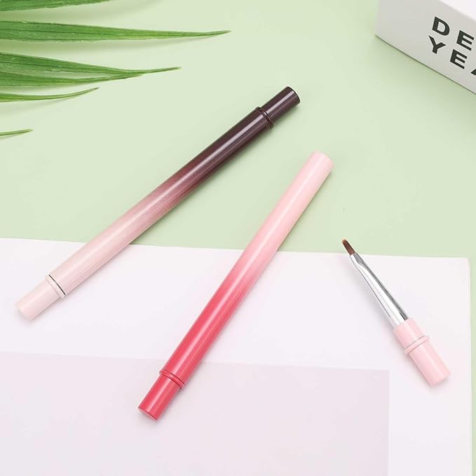 2pcs Nail Clean Up Brushes, Polish Remover Tools for Nails Art Design with Round & Angled Head Pen Supplies Manicure Accessories for Nail Painting Diy Gel Mistake on the Cuticles
