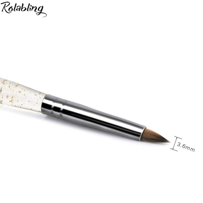 Size 2# Black 100% Kolinsky Sable Acrylic Nail Art Brushes UV Gel Nail Painting Pen Brushes (Size 2)