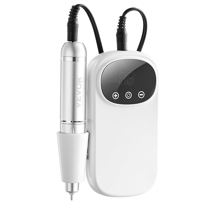 VEVOR Portable Electric Rechargeable Nail Drill, 35,000RPM Cordless Nail E File Machine, LCD-Display Acrylic Gel Grinder Tool for Manicure Pedicure Carve Polish with 6 Bits and 50PCS Sanding Bands