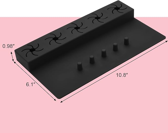 Beautyflier Soft Silicone Nail Polish Bottle Holder, Nail Polish Organizer Nail Station for Salon Home DIY Manicure Tools Nail Art (Black)