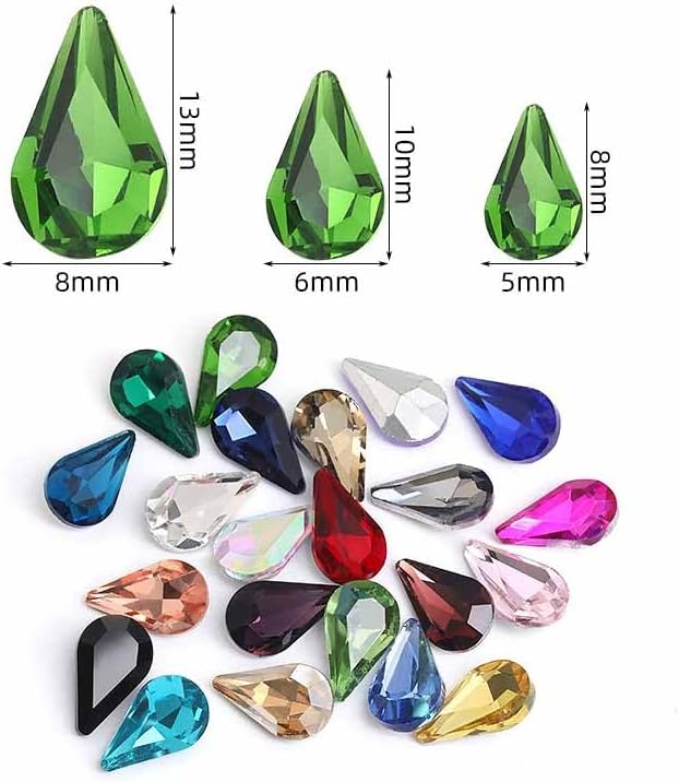 200Pcs Water Drop Nail Rhinestones Fancy Rhinestones Water Drop Nail Crystal Jewelry Making Rhinestones Suitable for DIY Crafts and Nail Art（White）