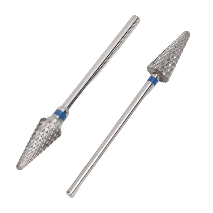 Tungsten Tapered Nail Drill Bit 2pcs, Long Lasting Cone Nail Art Grinding Heads Smooth Shaping, Electric Drill File Removal, for Manicure Pedicure Tool