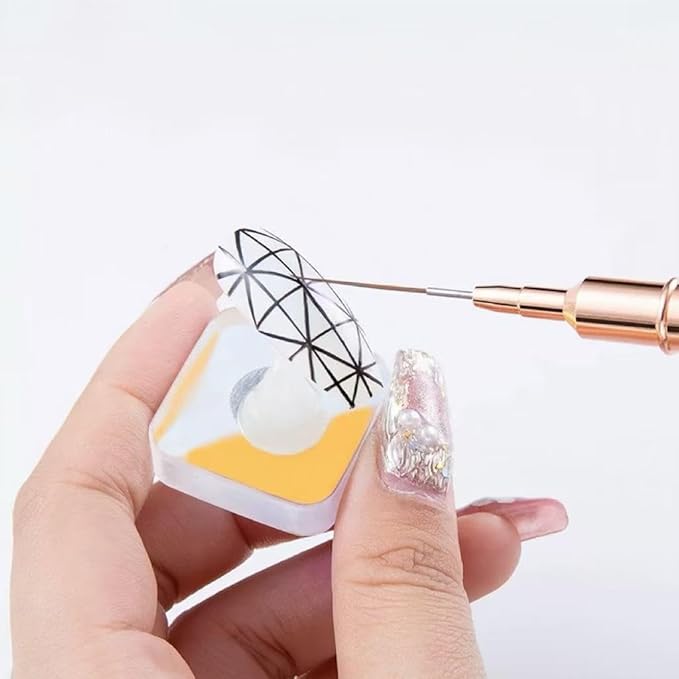 Metallic Nail Art Liner Brushes Set, Nail Art Dotting Tool, 5 pcs UV Gel Polish Painting Tool for Long Lines,Thin Details,Fine Drawing,Nail Art Pen for DIY Nail Art, Size 5/8/12/20/25mm
