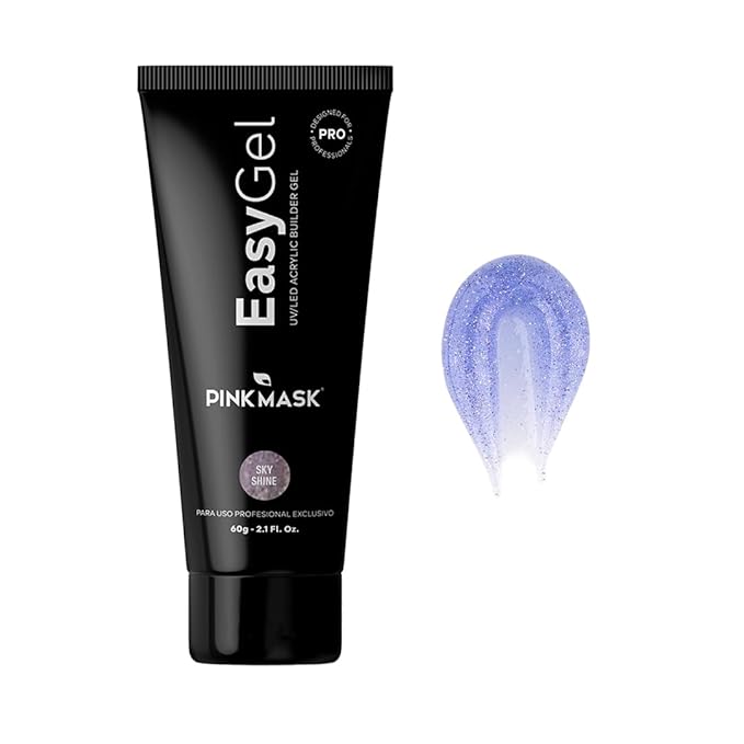 PINK MASK Easy Gel 2oz 60g- Sky Shine, Professional Builder Enhancement Gel-Quick Nail Extension for Beginner DIY, Nail Strengthener-Long Lasting-Salon Quality-Thickening Solution