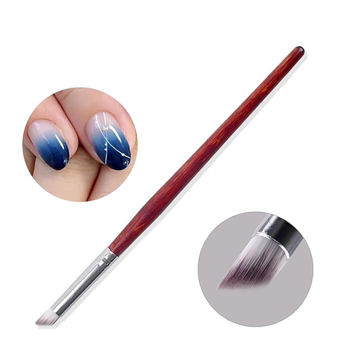 JERCLITY 5pcs Nail Gradient Brush Set With Red Wooden Handle Nail Drawing Brush UV Gel Design Builder Painting Pen