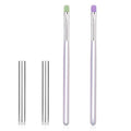 2pcs Nail Clean up Brushes, Painting Gel Manicure Brushes for Fingernails with Flat & Angled Acrylic Head Pen Painting Remover Tools for Nail Design Art & Polish Mistake Cleaning