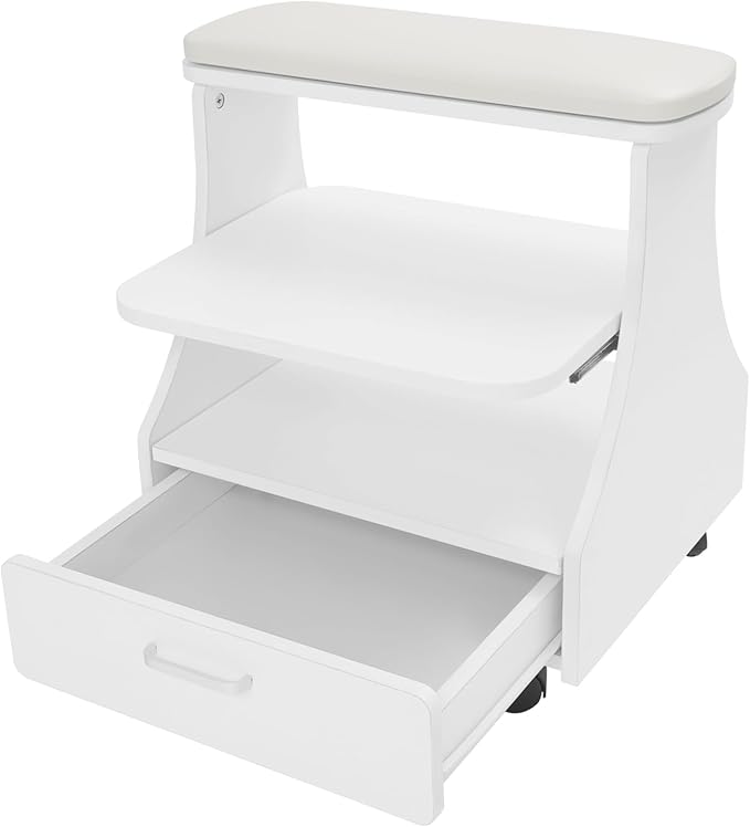 Pedicure Foot Rest, Manicure Foot Rest w/Wheels, Upgrade Widen Footrest Pedicure Foot Stool Stand, Portable Foot Bath Spa Cart Foot Massage Station Footrest, Home Beauty Salon Nail Foot Trolley Cart