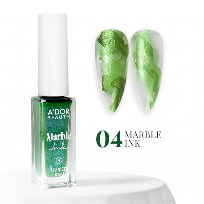 A'DOR BEAUTY Marble Ink for Nails Set - 12 Watercolors & 5 Metallic Shades, Blooming Gel Magic Nail Polish, Nail Art Supplies for Marbling, Veining & Abstract Nail Design - Marble-04