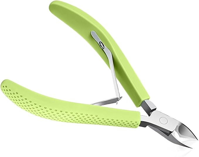 Fine Edge Cuticle Trimmer & Nippers, Scissor, Silicone Handle Nail Tools for Precise Removal, Durable Washable Cuticle Cutter & Remover Nail Clippers (Green 1PC)