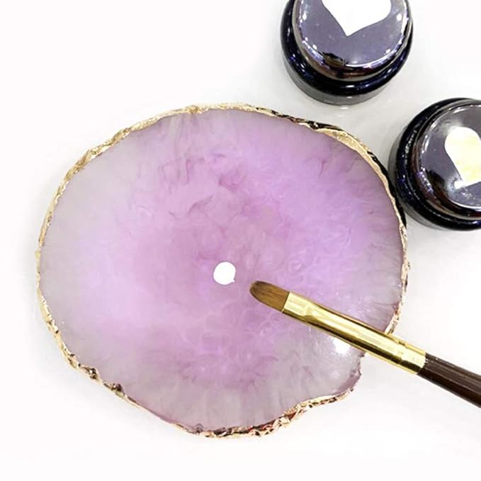 AKOAK 1 Pack Natural Resin Agate Phnom Penh Nail Glue Palette Crystal Edge Shooting Props Toning Works Display Board Tool (Light purple)